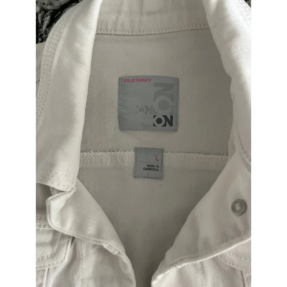 Old Navy Kids White Denim Trucker Jacket Girls Size L‎ 10-12 Button Up Jean Coat